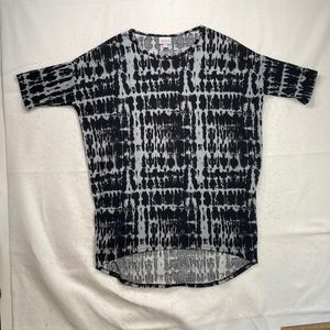Lularoe Short Sleeve Shirt Blouse Tunic Black Gray Tie Dye Womens Size XS